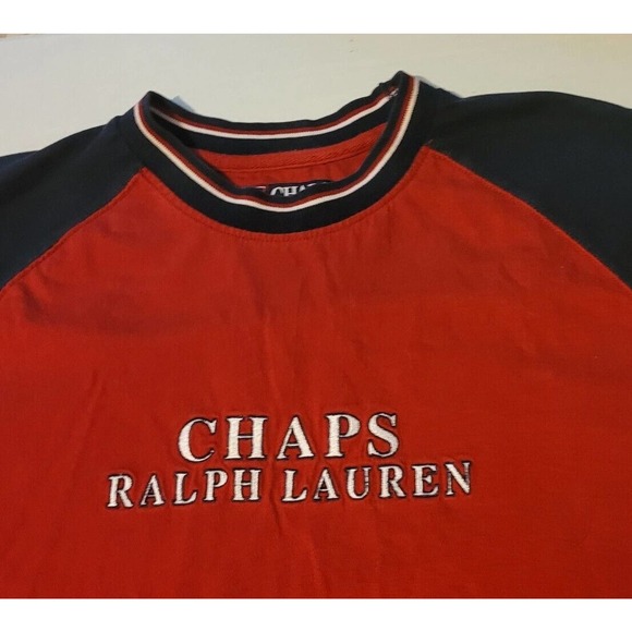 Vintage Chaps Ralph Lauren T Shirt Size Large Red 90s Y2K Embroidered - Picture 7 of 7